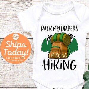 Hiking Onesie® | Customize With Any Name | Hiking With Daddy Onesie® | Baby Onesie®| Baby Boy Bodysuit | Baby Bodysuit |