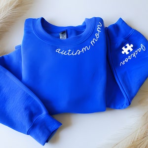 Personalized Autism Sweatshirt, Autism Mom Shirt, Kids Name on Sleeve, Autism Awareness Shirt, Awareness Shirt, Puzzle Shirt, Autism Shirt