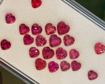 Natuurlijke robijnrode hartvorm edelsteen voor sieraden voor haar Cadeau.4 en 5 mm