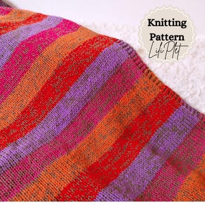 Easy Throw KNITTING PATTERN/Blanket Tutorial 2 Sizes/Striped Afghan Knit Pattern Beginner Knitting Pattern/Instant PDF Download