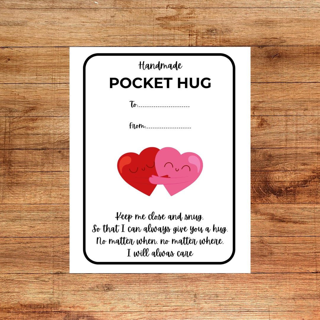 Printable Pocket Hug Tag Backing Card -- Label Tag Display Card/inlay ...
