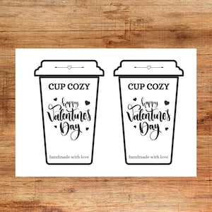 Valentines Cup Cozy TEMPLATE 5 Templates Printable PDF,PNG download - Coffee Cup Sleeve Insert - Market Display Prep Supplies Tags Labels