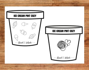 Ice Cream Pint Cozy Printable TEMPLATE - Ice Cream Cozy Display Card PDF + PNG - Market Display Prep Supplies Tags Labels