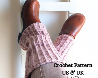 Patrón fácil para calentadores de piernas a crochet, patrón de calentadores de piernas acanalados en PDF, apto para principiantes, ajustable, apto para cualquier tipo de hilo, términos de EE. UU. y Reino Unido.