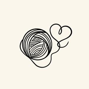 Garn Herz SVG-Datei - Häkeln Sie digitale Aufkleber stricken - Garn Ball SVG, PNG, Pdf - Instant Download