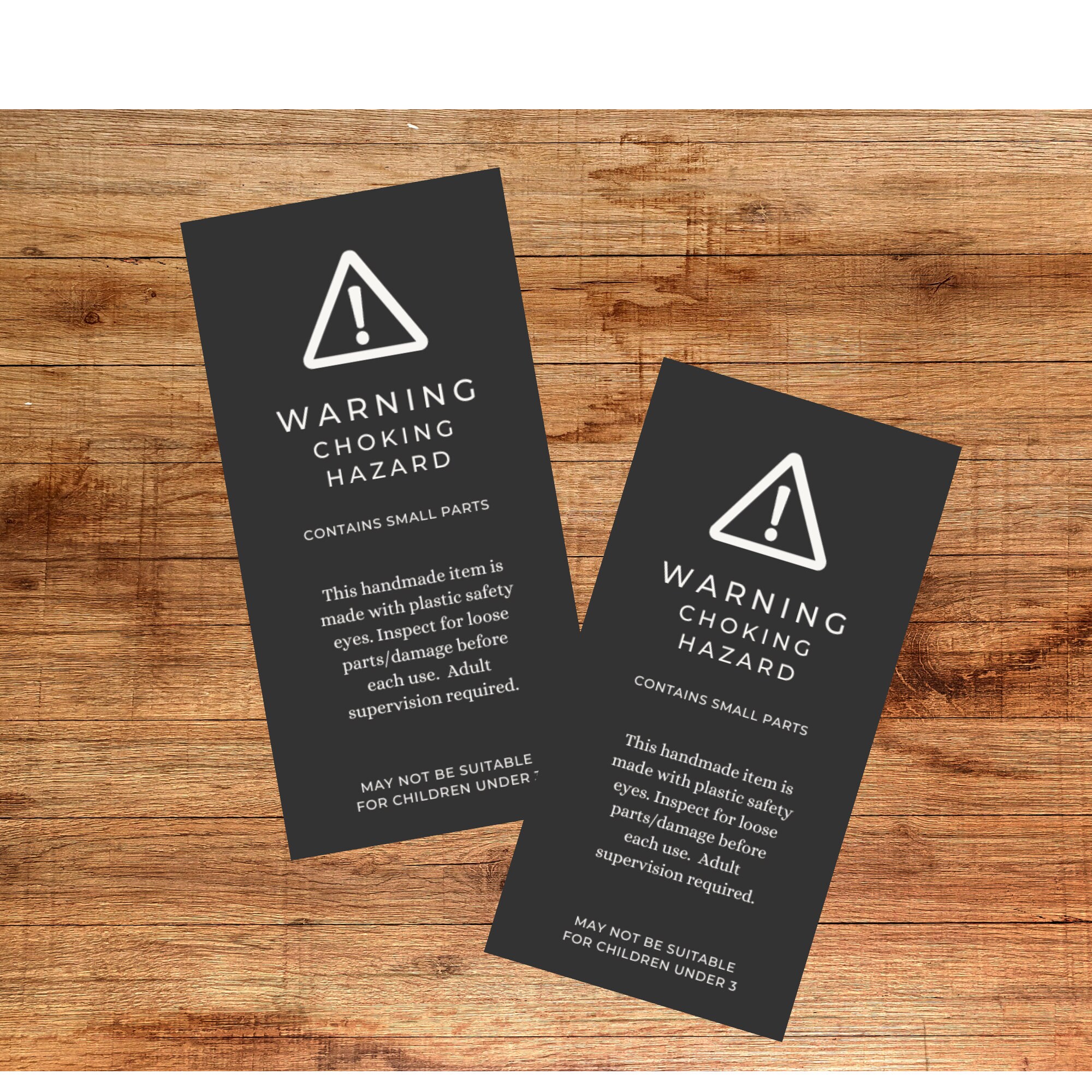 Safety Eyes Warning Tag for Printing Choking Hazard Label for Plastic