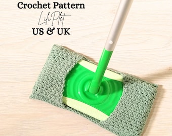 Patrón de ganchillo para funda de fregona en PDF / Funda reutilizable para Swiffer / Hilo de estambre