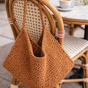 Chunky Knit Bag Pattern | Easy Beginner Tote | Japanese Style Minimalist Bag image 1