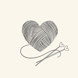 Garn Herz stricken SVG-Datei - stricken digitale Aufkleber - Garnball SVG, PNG, Pdf - Instant Download