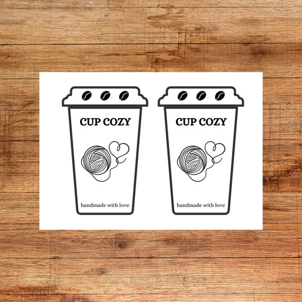 Cup Cozy Sleeve Display Card TEMPLATE -- 4 Templates Printable PDF + PNG -- Market Display Prep Supplies Tags Labels - Digital Download