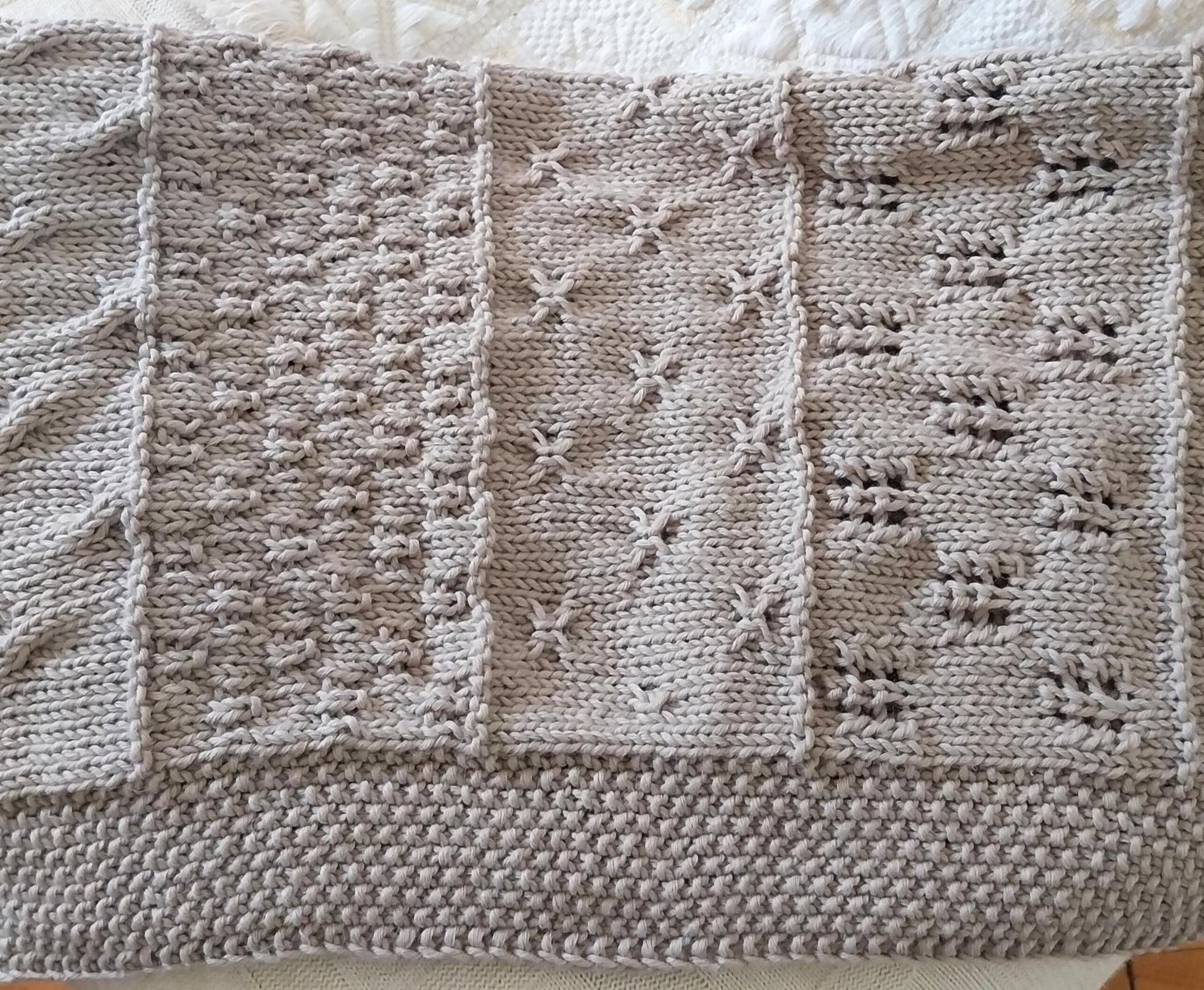 Textured Baby Blanket Knitting Pattern PDF, Modern Patchwork Blanket ...