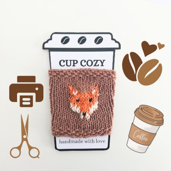 Printable Cup Cozy Display Card TEMPLATE -- 4 Templates Printable PDF + PNG -- Market Display Prep Supplies Tags Labels - Digital Download