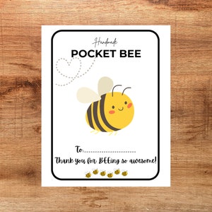 Printable Pocket Bee Tag Display Card/Label Display/Inlay Card For Handmade Crochet Knit Pocket Bee/Craft Fair Prep Tool/Instant Download