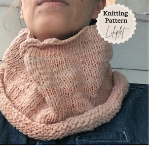 Cowl KNITTING PATTERN Scarf For Beginners/Easy Scarf Knit Pattern/Infinity Scarf Tutorial/PDF Scarf Pattern