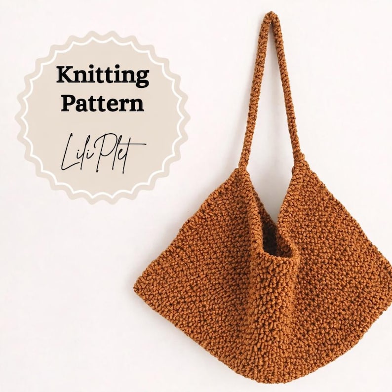 Chunky Knit Bag Pattern | Easy Beginner Tote | Japanese Style Minimalist Bag image 2