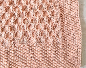 Modern Textured Blanket Knitting Pattern, Beginner Friendly Knit Baby Blanket, Easy Throw Pattern, Worsted Yarn PDF