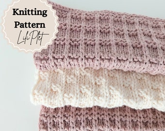 Dish Cloth KNITTING PATTERN x 3/ Easy Patterns/Worsted Medium Yarn/Farmhouse Dishcloth Tutorial