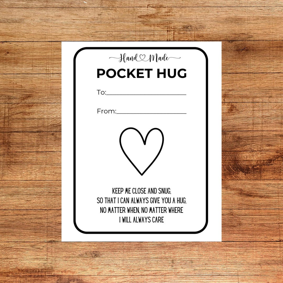 Pocket Hug Tag Display Card Inlay -- Printable Label Tag Backing Card ...