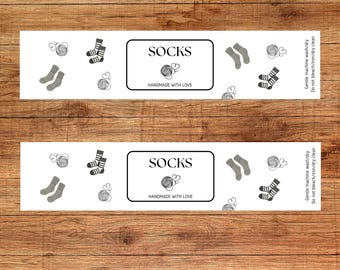 Sockenverpackungsetikett – Etikett für handgefertigte Socken – Sofortiger PDF-Download