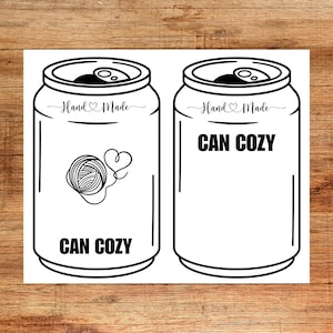 Sjabloon Can Cosy-videokaart, pdf met 2 ontwerpen, prep-benodigdheden voor marktdisplay, labels, etiketten, digitale download