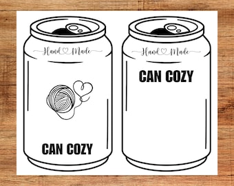 Can Cozy Template -- Can Cozy Display Card 2 Designs PDF -- Market Display Prep Supplies Tags Labels - Digital Download