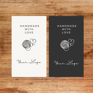 Handmade With Love Tag + Price Tag -- Fully Editable in Canva - White and Black Hang Tags Labels  for Knit, Crochet, Macrame, Weaving