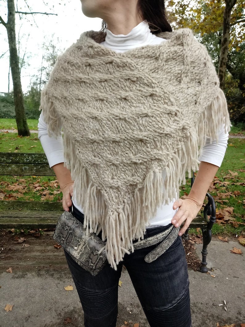 Pattern Poncho Easy poncho pattern Beginner Knit Etsy