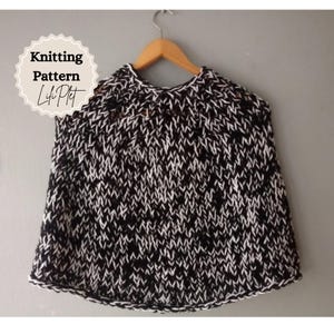 KNITTING PATTERN Poncho Women Easy Beginner - Worsted Yarn or Super Chunky - Instant PDF Download - Poncho Knit Tutorial