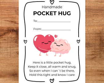 Pocket Hug Tag Backing Card Inlay -- Printable Label/Tag Display Card For Handmade Crochet Knit Pocket Hug - Instant Download