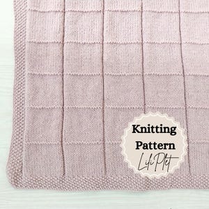 Easy Blanket KNITTING PATTERN/2 Sizes Worsted Yarn/Baby Blanket/ Large Throw Afghan Knitting Tutorial DIY/Instant Download