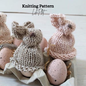 Paaseizakjes BREIPATROON Konijntjes/Instant PDF download/eierwarmer/creme eierhoes/eenvoudige beginner breipatroon/cadeau-idee