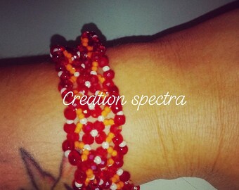 Bracelet avec cristaux rouges et oranges