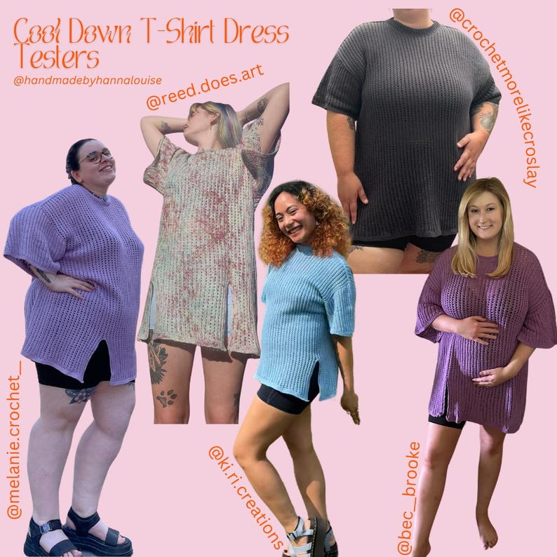 Crochet T-Shirt Dress/Oversized T-Shirt PDF Pattern (Cool Down T-Shirt Dress) image 9