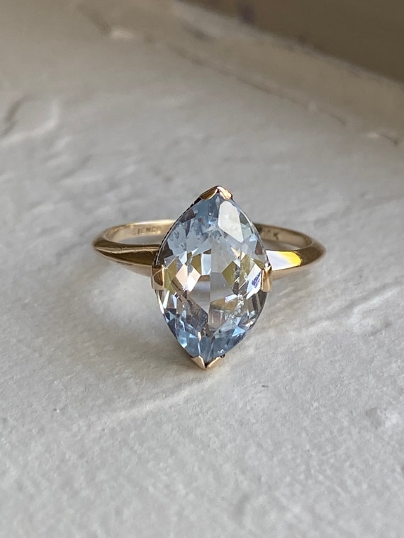 Vintage Blue Topaz Engagement Ring//Antique Engage