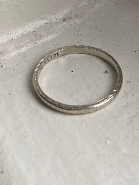 Antique Belais Wedding Band in 18K White Gold