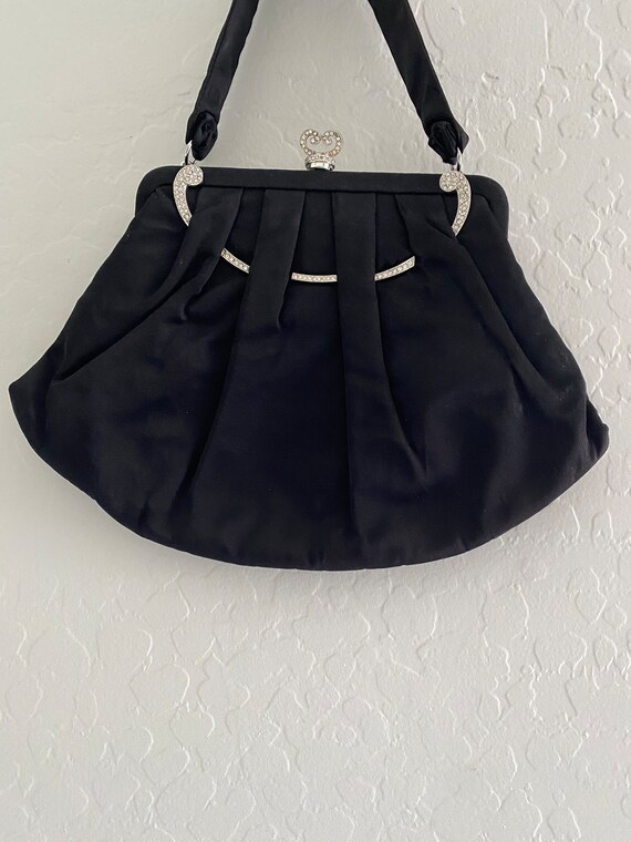 Vintage 1950s Lewis Black Embellished Handbag - image 2