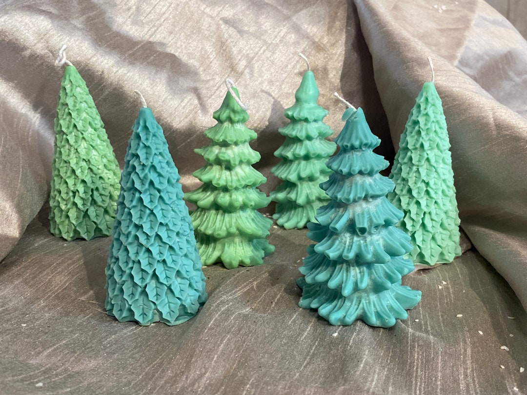 Christmas Tree Pillar Candle All Natural Soy Candle Essential Etsy