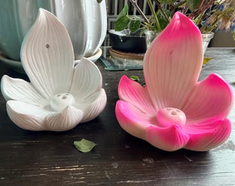 Incense Holder  -  Lotus Beautiful Ceramic Waterfall Backflow Uses Cone Incense Smoke Flows Thru like Waterfall