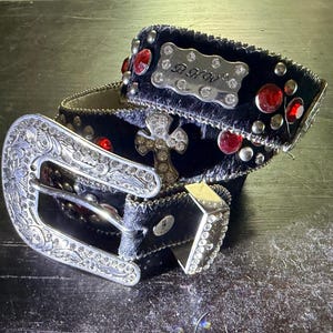 RARE Bebe Rhinestone Y2K Western Belt Buckle and Belt, Small Rhinestone Belt Y2k - Etsy main image 4