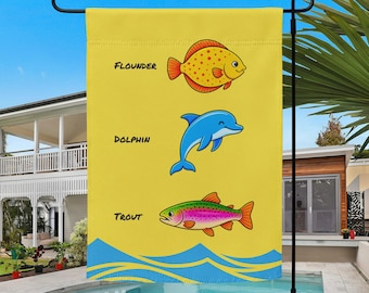 Funny Anti Trump Garden Flag,  Whimsical Fish FDT Lawn Flag,  Hidden Message Liberal Porch Decor