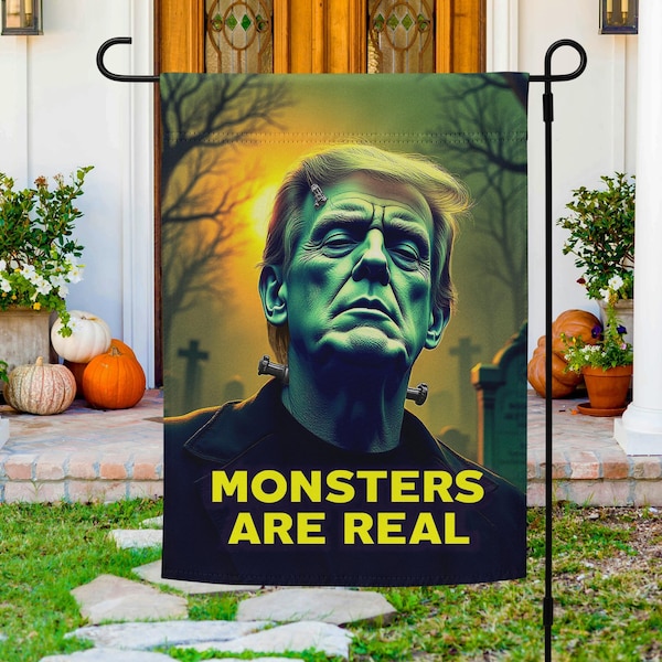Trump Frankenstein Halloween Flag,  Fall Garden Flag,  Spooky Porch Decor