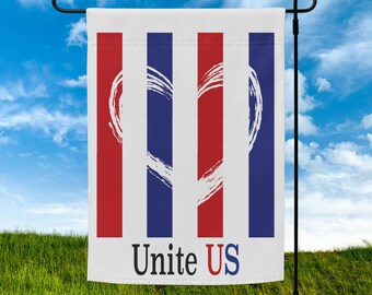 Bandiera da giardino "Unite US", insegna per il portico per il 250° anniversario dell'America, decorazione patriottica