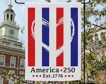 250th Anniversary America 250 Garden Flag, 4th of July Banner, American Flag Art