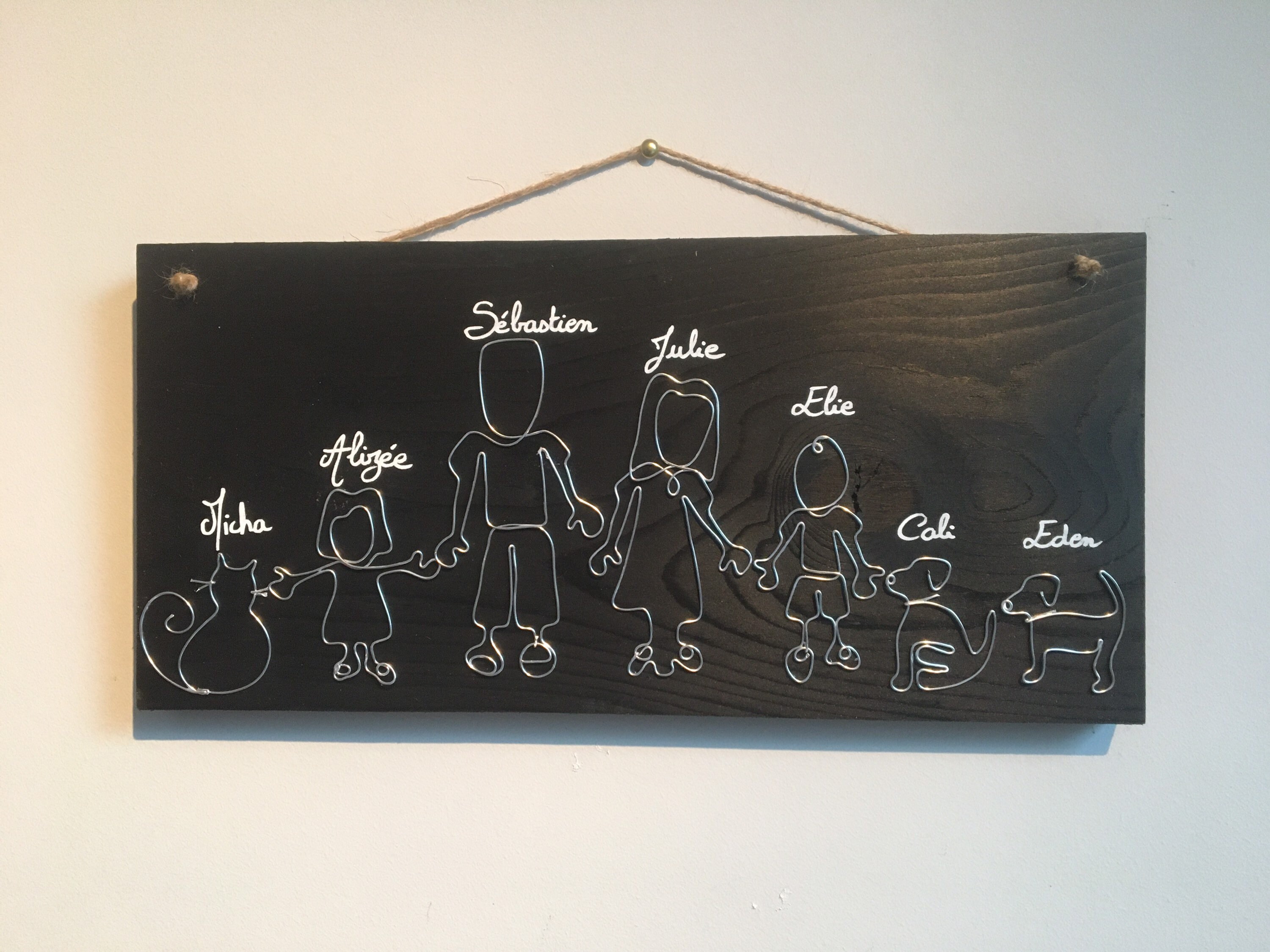 Portrait de Famille Ardoise, Tableau Famille, Décoration d'intérieur, Bois, Cadeau Anniversaire, Per