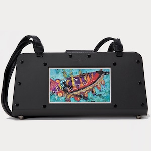 Bolso artístico hecho a mano, cuero vegano, carteras, pintura original, Arte índigo (Único, lujo, pintado, premium, diseñador, regalo de San Valentín)