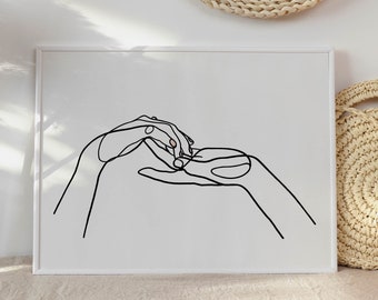 Holding Hands Print Line Art Minimal Wall Decor Printable Line Drawing Love Minimal Line Art Couple Poster Engagement Gift Anniversary