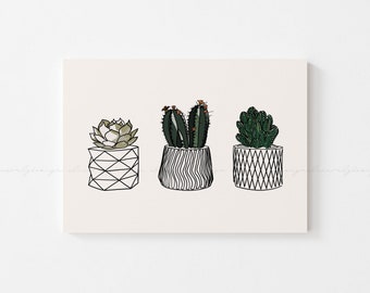 Cactus Wall Art Print Cactus Line Drawing Minimal Cactus Gift Wall Decor Printable Cactus Home Decor Botanical Print Set Cactus Nursery Gift