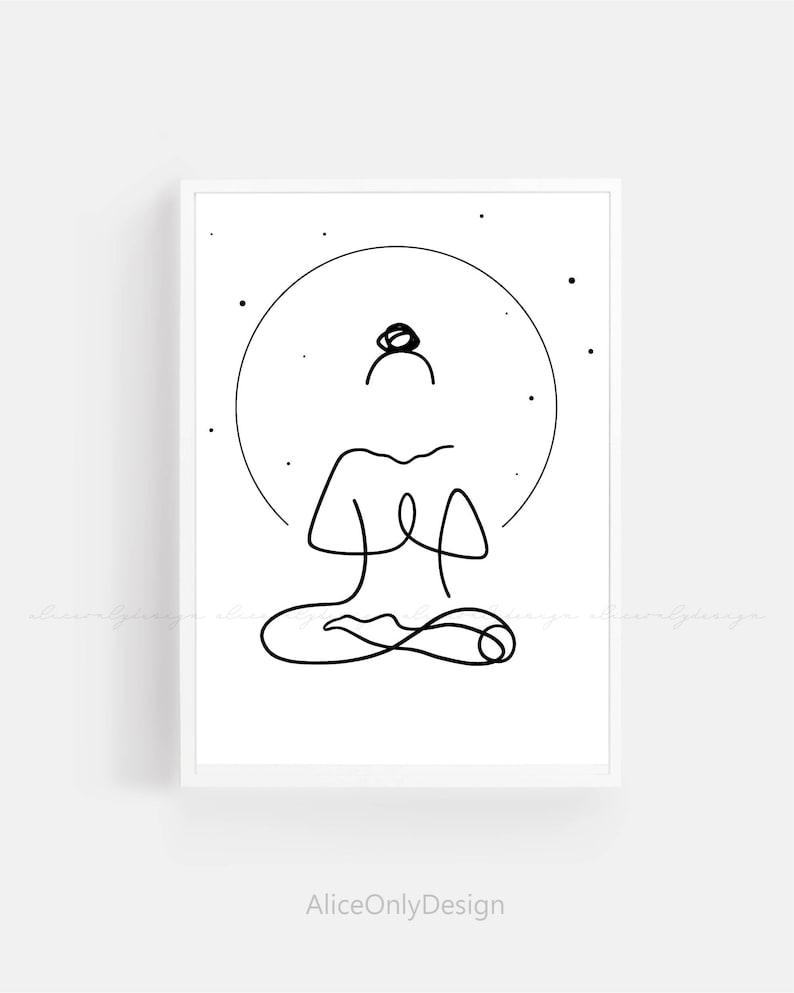 Meditation Line Drawing Printable Wall Art Minimalist Etsy