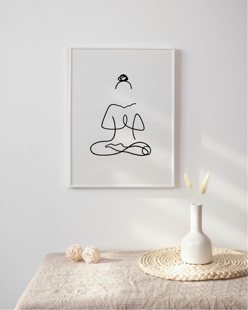Meditation Line Drawing Printable Wall Art Minimalist Etsy