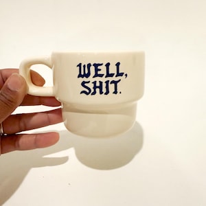 Divertida taza de cerámica "Bueno, mierda", retro, capuchino, restaurante.